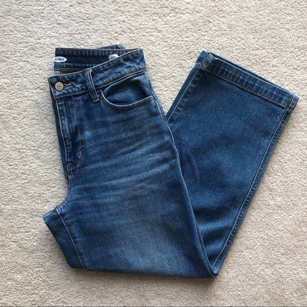 OLD NAVY HIGH RISE WIDE LEG CROPPED JEANS